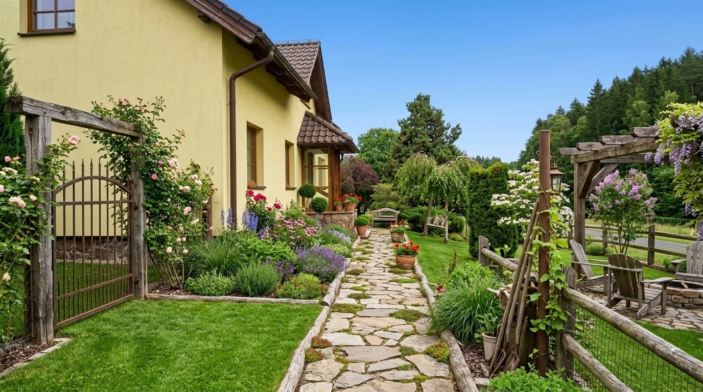 Country Rustic Garden Yard design — yard photo by GenRoom AI