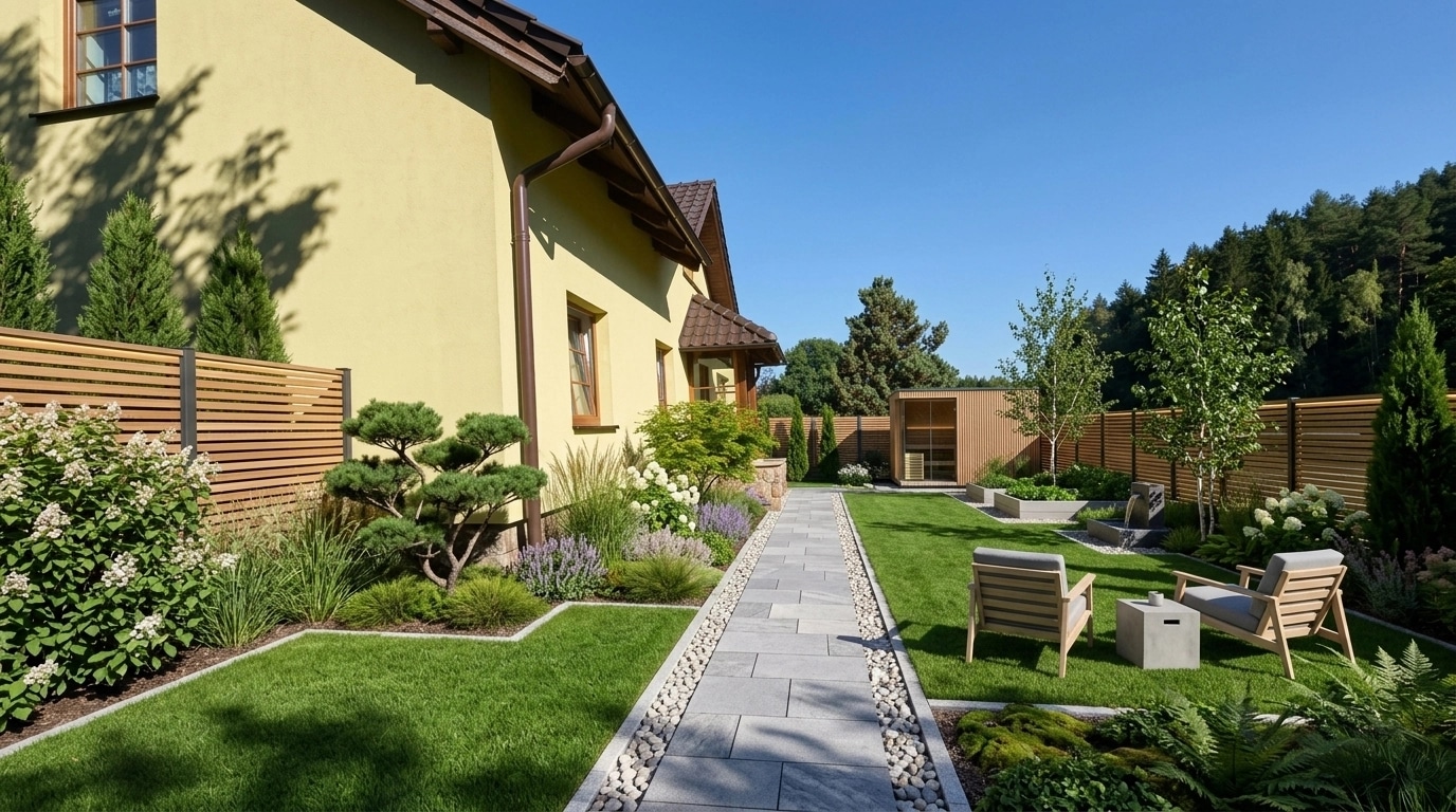 Diseño paisajístico en estilo Scandinavian Garden — Jardín por GenRoom AI