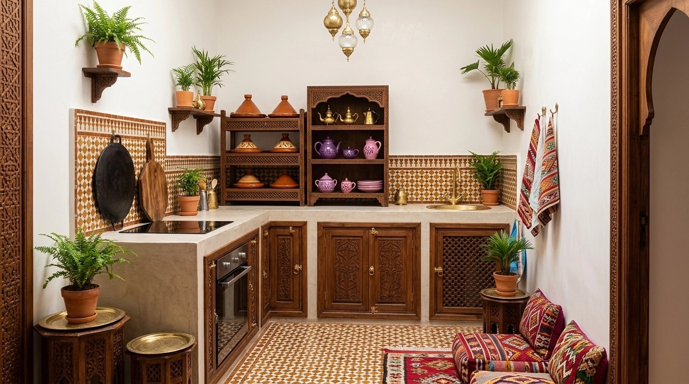 Kitchen interior in Arabian / Moroccan style — photo by GenRoom AI