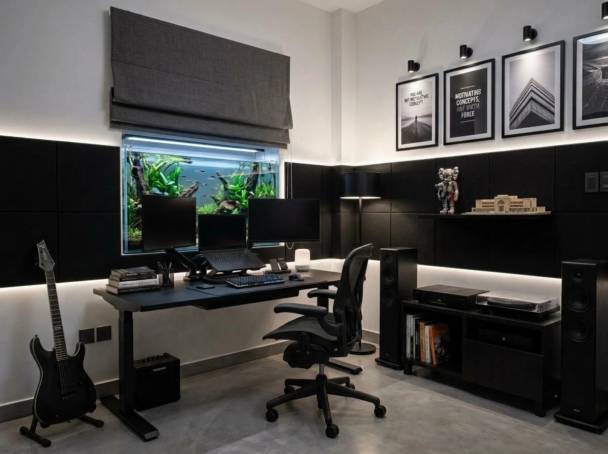 Design d'interni in stile Blacktec — home_office di GenRoom AI