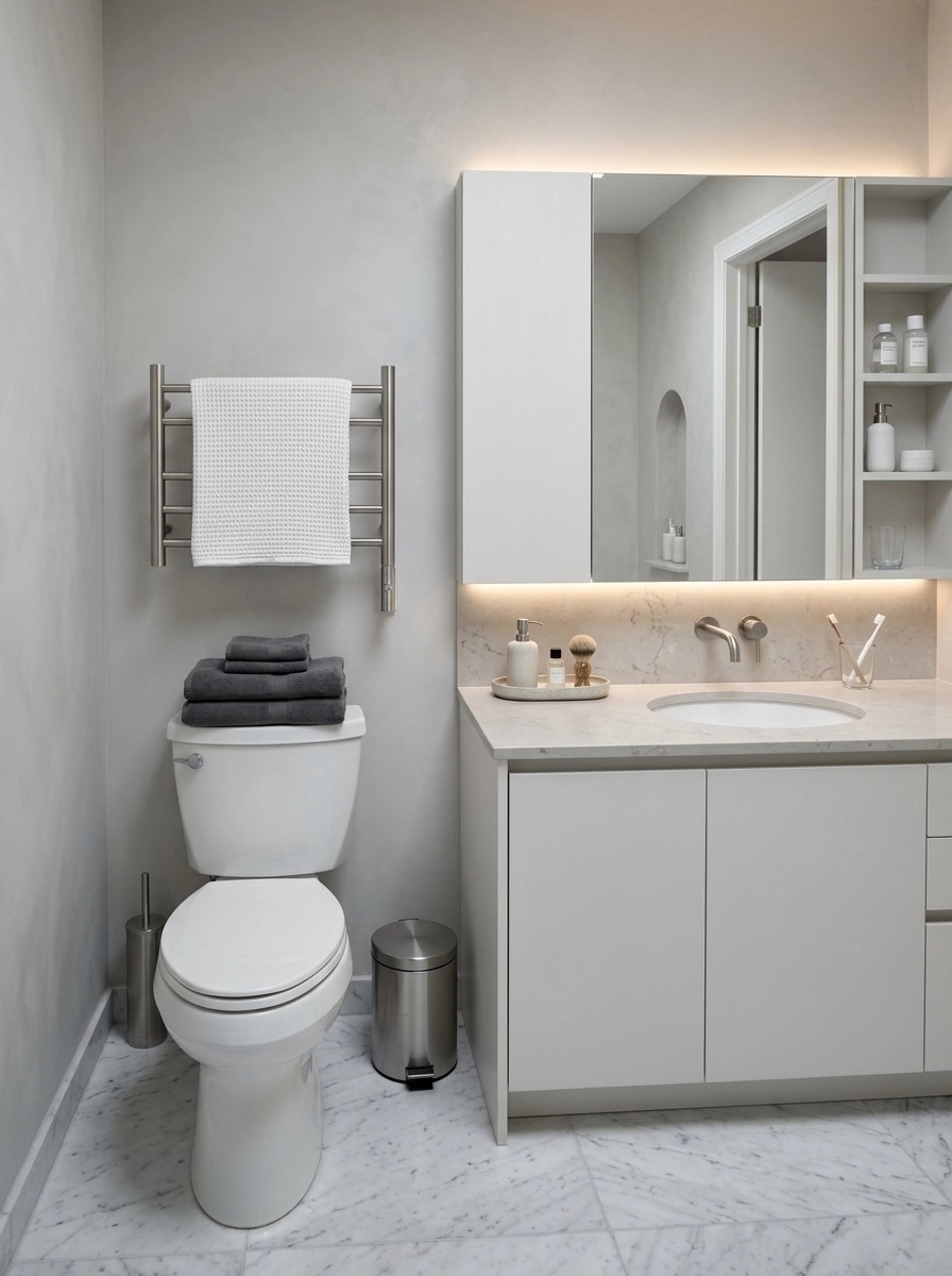 Bathroom interior in Minimalism style — photo by GenRoom AI