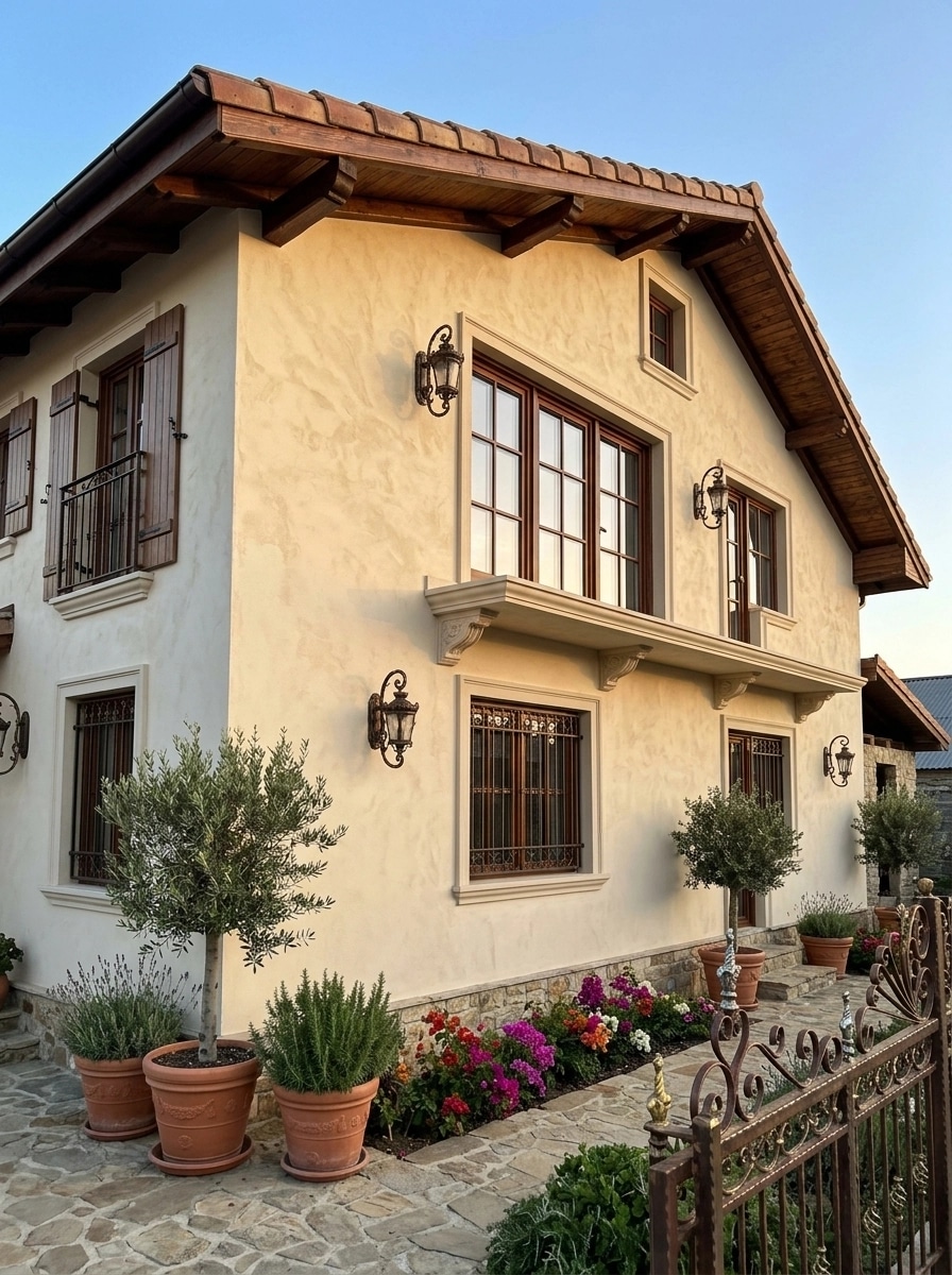 Facade design in Mediterranean Facade style — photo by GenRoom AI