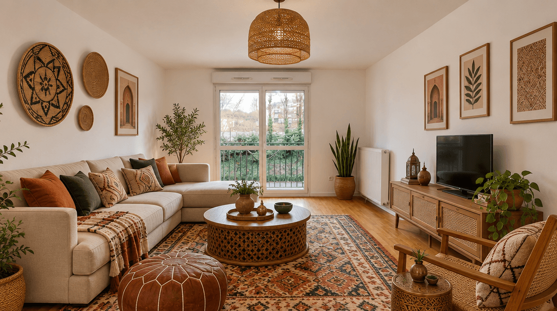 Bohemian Living Room design — interior photo by GenRoom AI