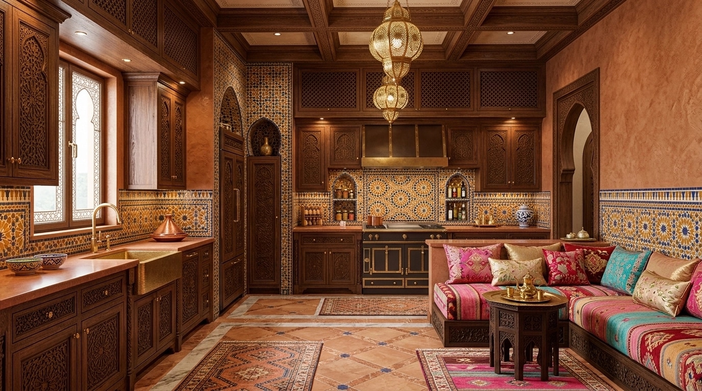 Kitchen interior in Arabian / Moroccan style — photo by GenRoom AI