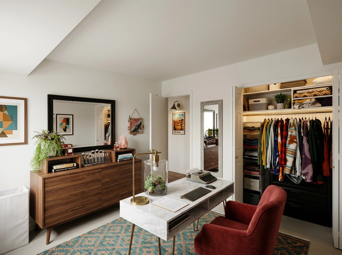 Office interior in Mid-Century Modern style — photo by GenRoom AI