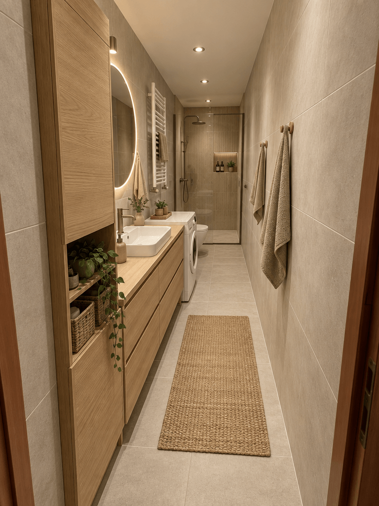 Bathroom interior in Japandi style — photo by GenRoom AI