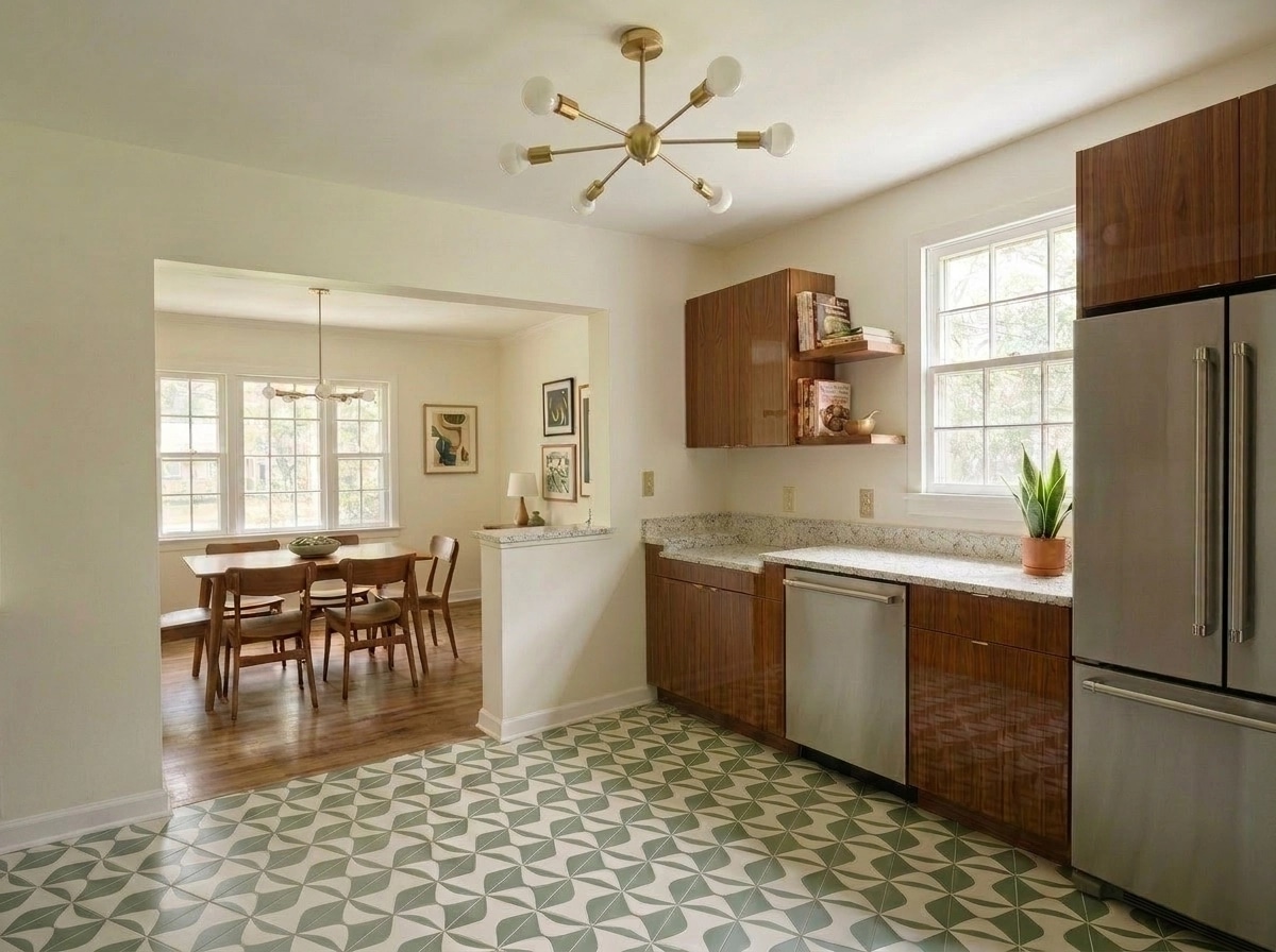 Interior design in Mid-Century Modern style — Kitchen by GenRoom AI