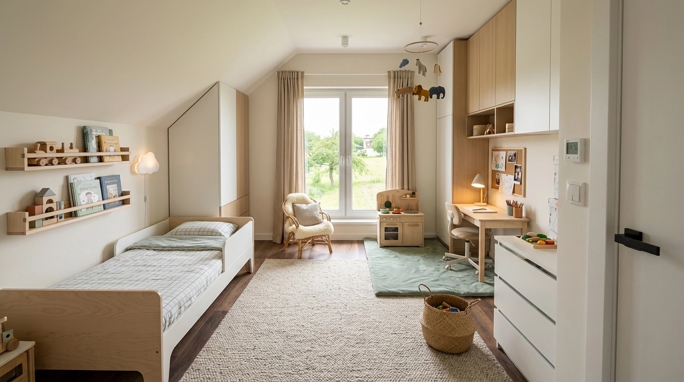 Scandinavian Kids Room design — interior photo by GenRoom AI