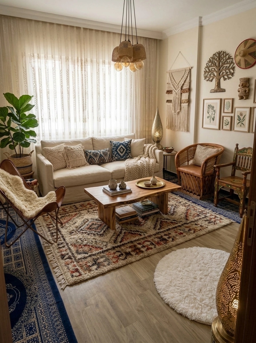 Interior design in Bohemian style — Living Room by GenRoom AI