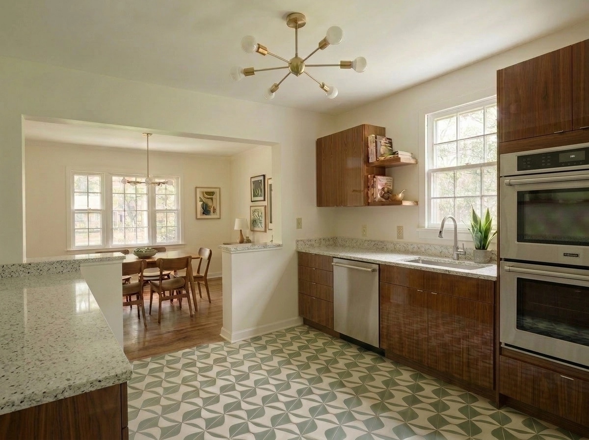 Mid-Century Modern Kitchen design — interior photo by GenRoom AI