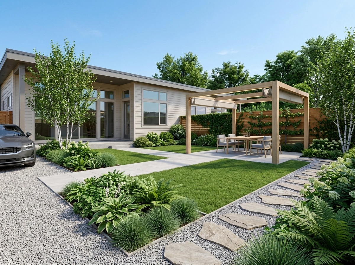 Landscape design in Scandinavian Garden style — Yard by GenRoom AI