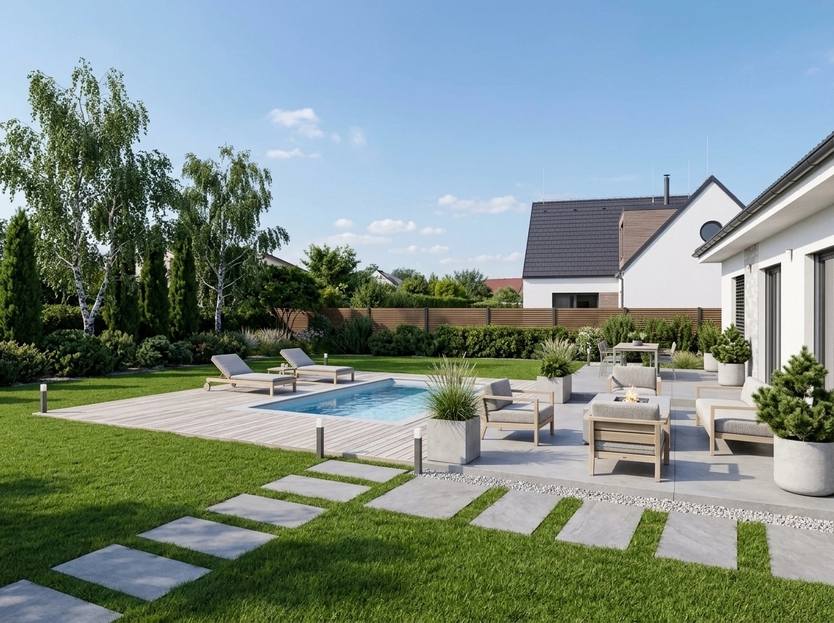 Landscape design in Scandinavian Garden style — Yard by GenRoom AI