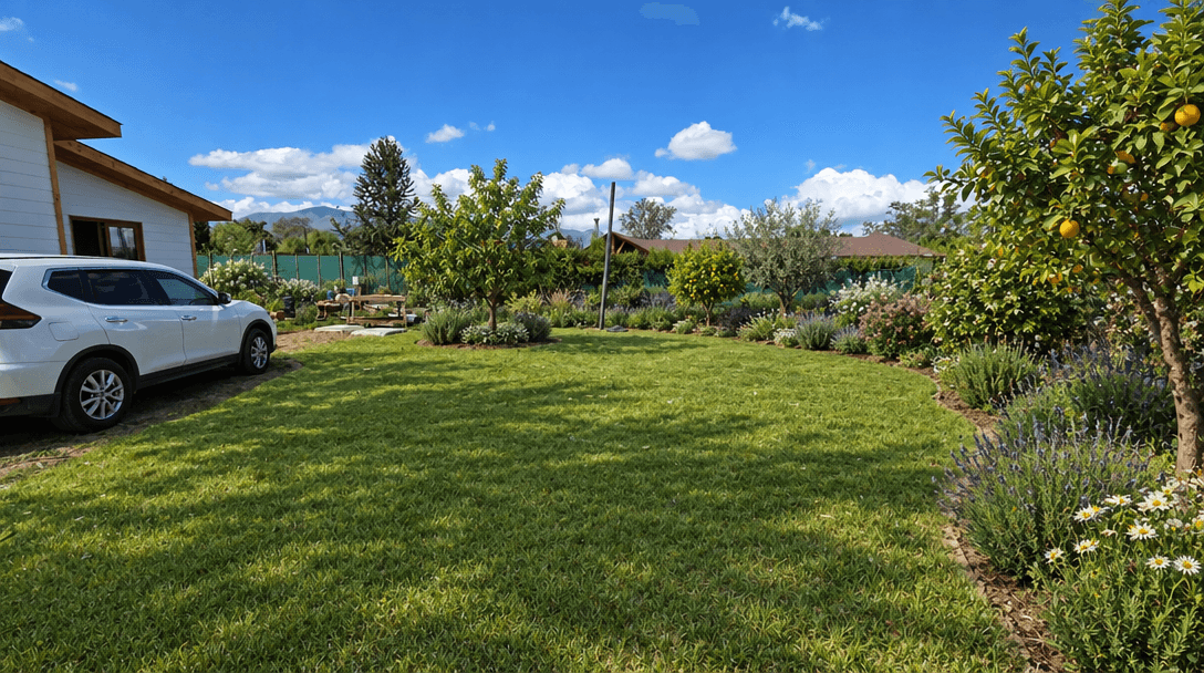 Yard design in Country Rustic Garden style — photo by GenRoom AI