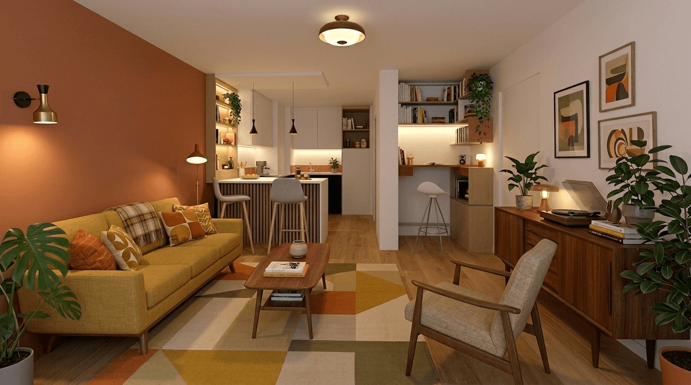 Mid-Century Modern Kitchen design — interior photo by GenRoom AI