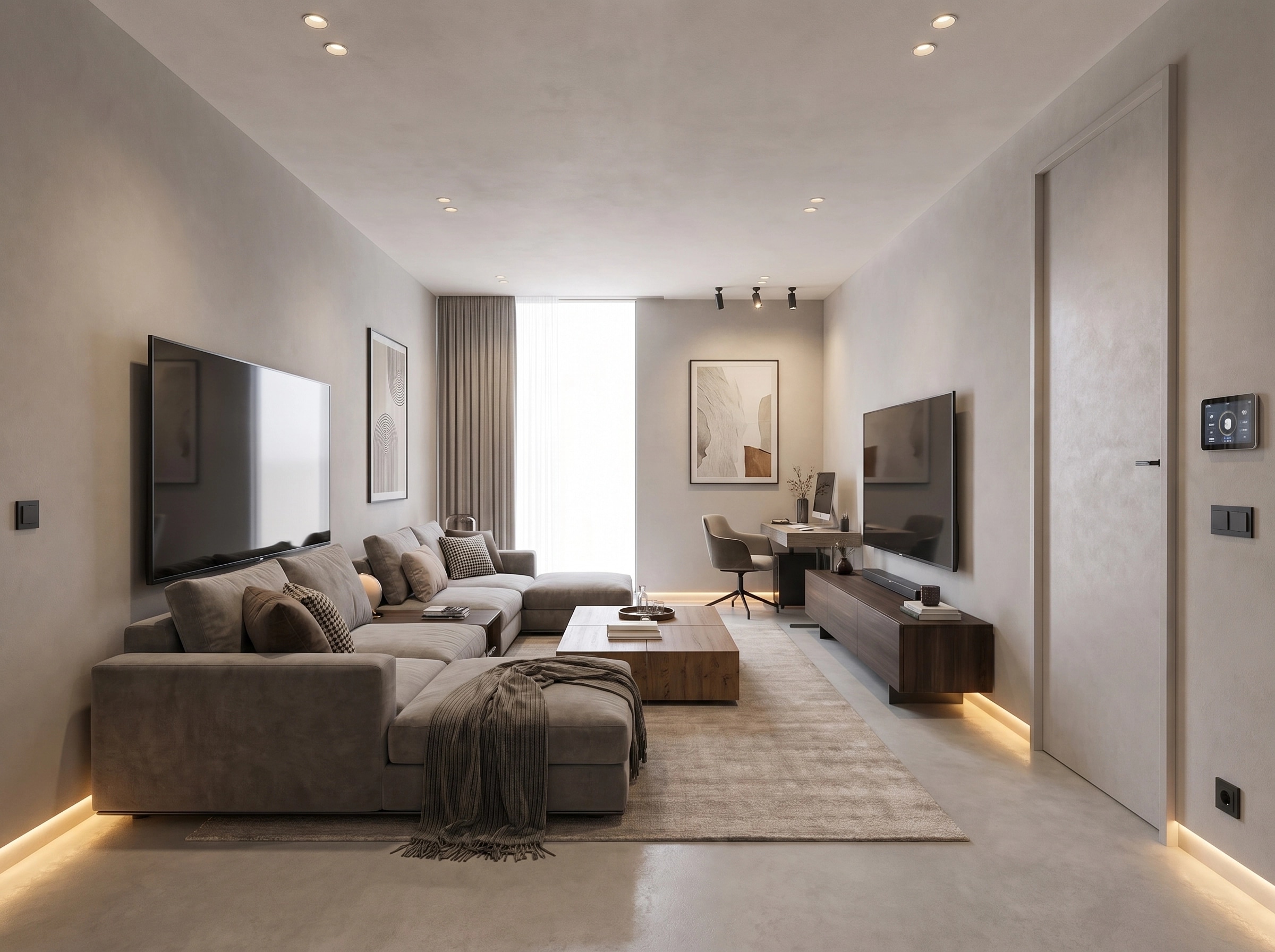 Transitional Ruang Tamu design — interior photo by GenRoom AI
