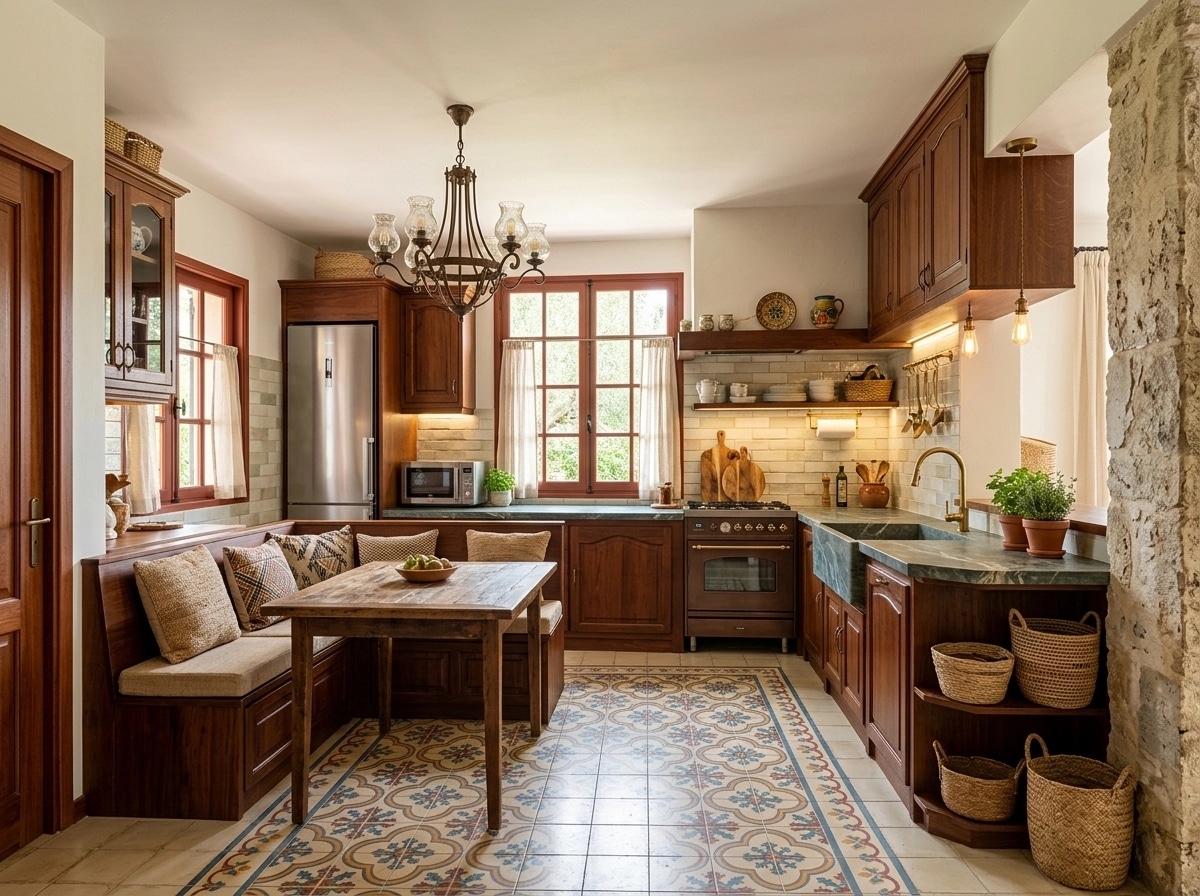 Kitchen interior in Rustic style — photo by GenRoom AI