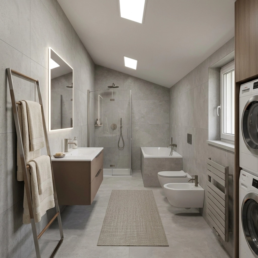Bathroom interior in Minimalism style — photo by GenRoom AI