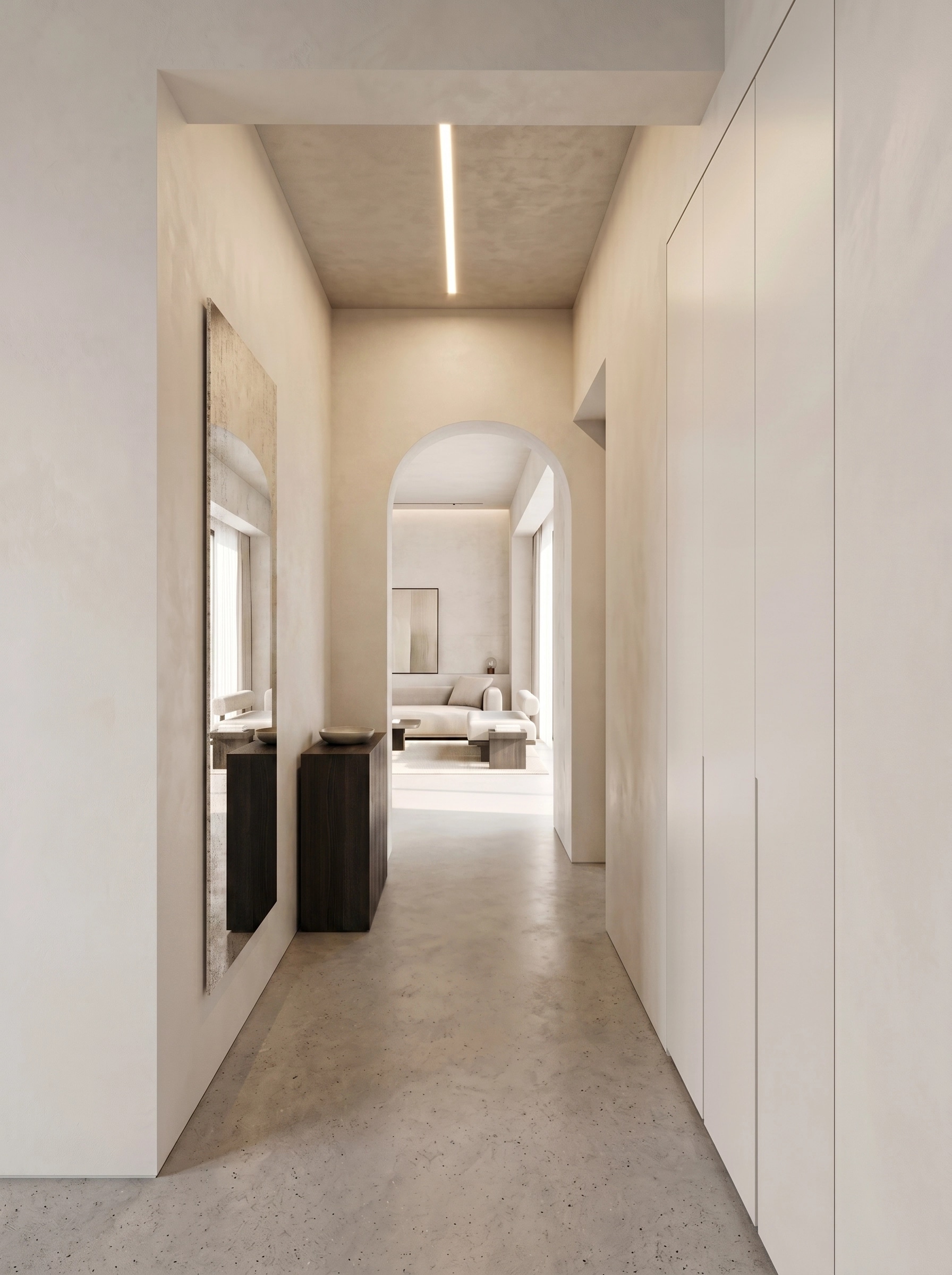 Hallway interior in Minimalism style — photo by GenRoom AI