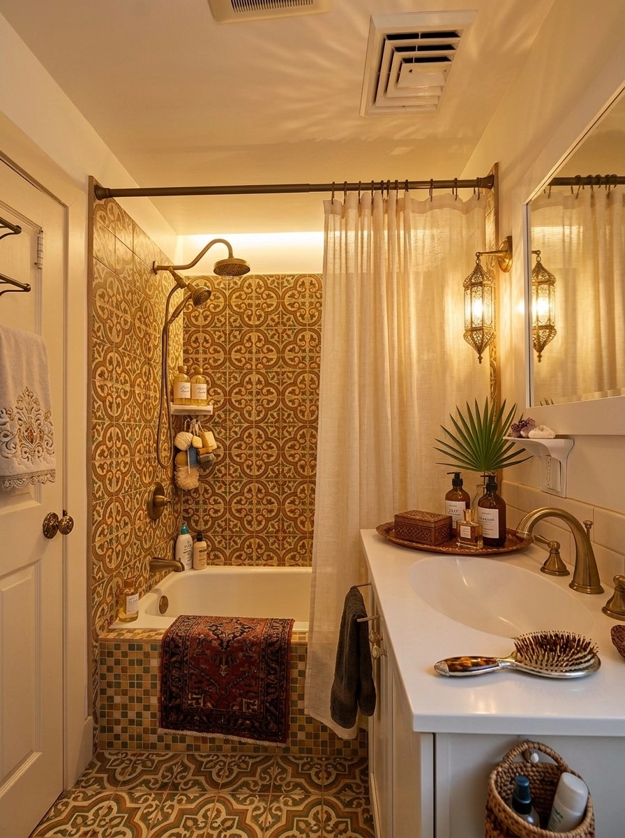 Bathroom interior in Bohemian style — photo by GenRoom AI