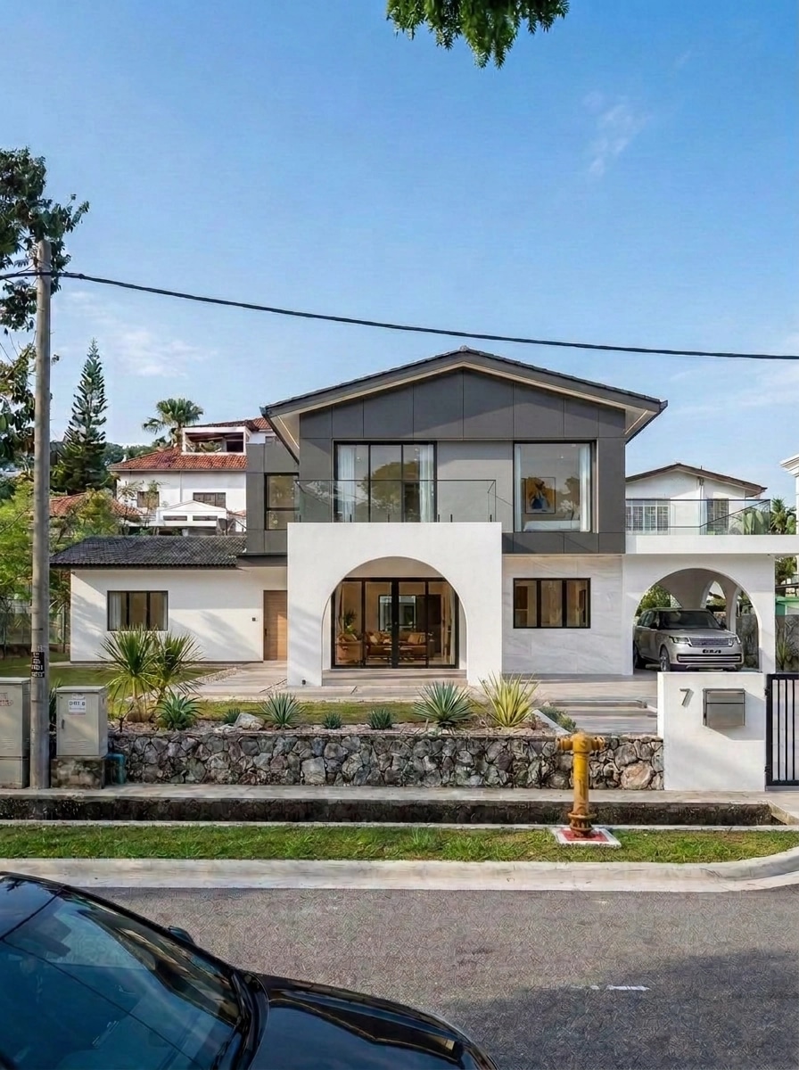 Contemporary Facade Қасбет design — facade photo by GenRoom AI