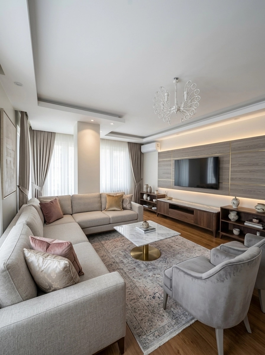 Transitional Living Room design — interior photo by GenRoom AI