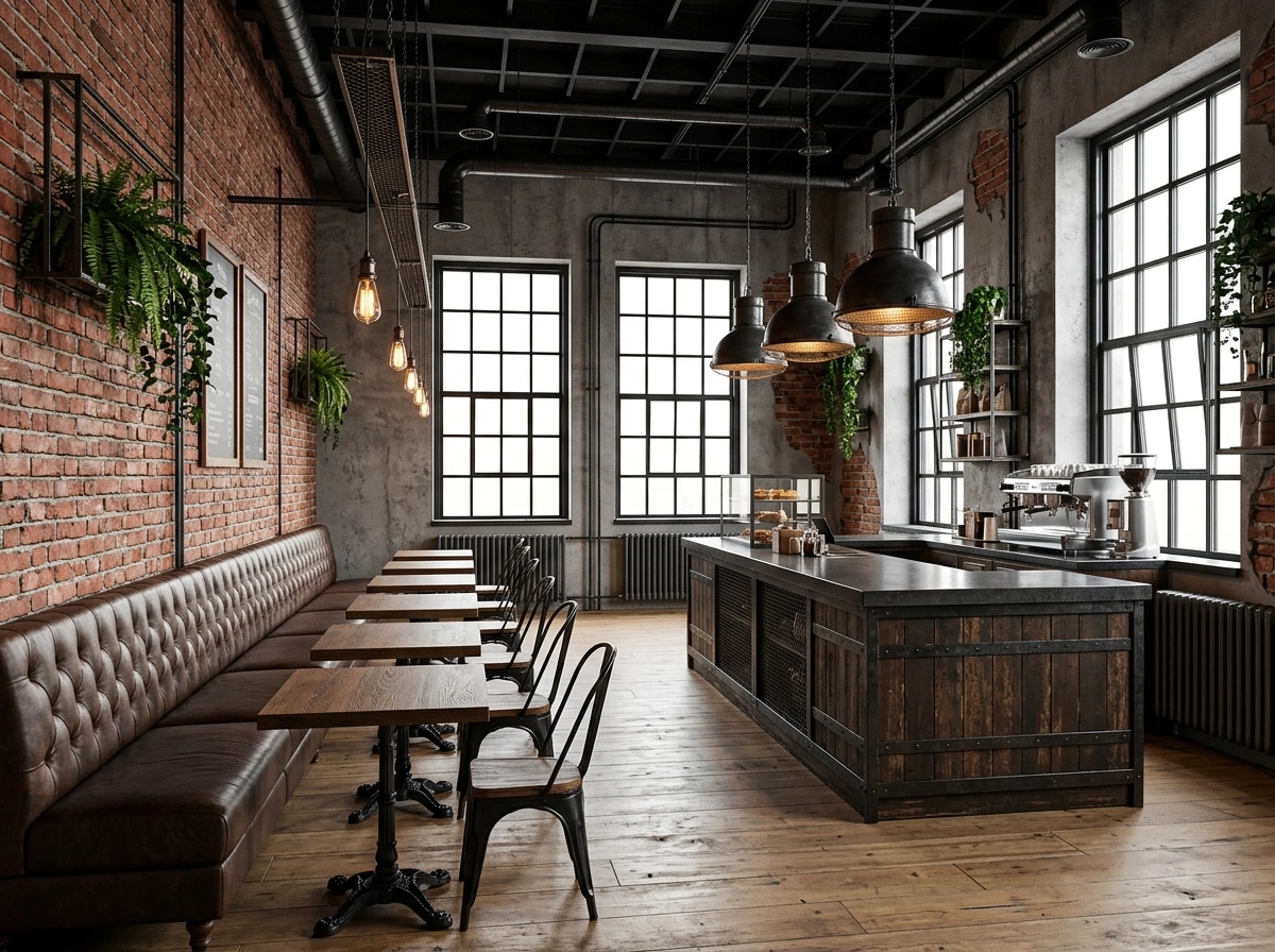 Design interior în stil Loft / Industrial — cafe de GenRoom AI