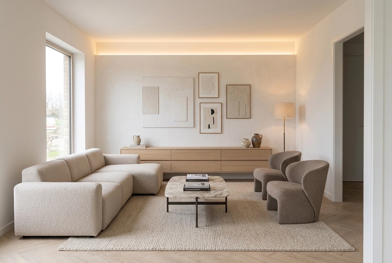 Interior design in Minimalism style — Living Room by GenRoom AI