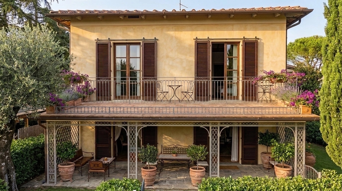 Italian Villa Facade Facade design — facade photo by GenRoom AI