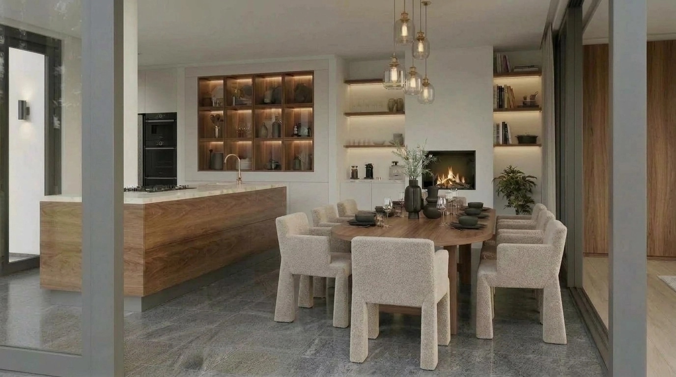 Kitchen interior in Mid-Century Modern style — photo by GenRoom AI