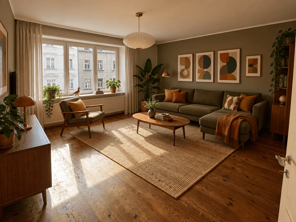 Mid-Century Modern Living Room design — interior photo by GenRoom AI