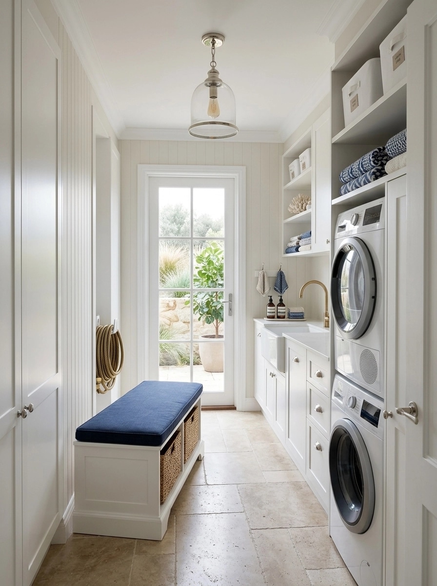 Interior design in Coastal / Hamptons style — laundry by GenRoom AI