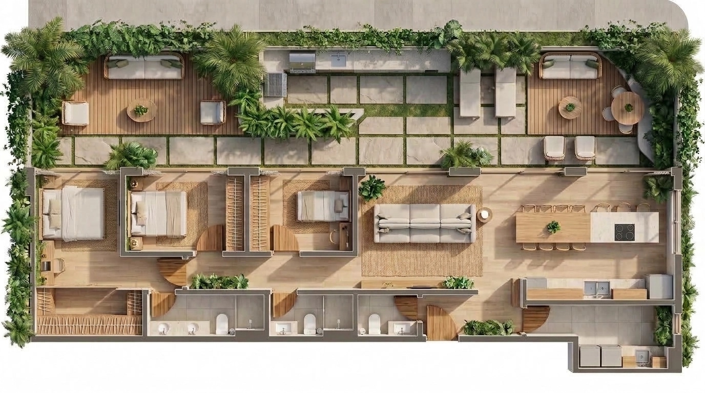 Interior design in Biophilic style — Living Room by GenRoom AI