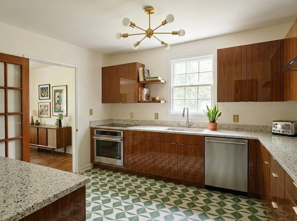 Interior design in Mid-Century Modern style — Kitchen by GenRoom AI