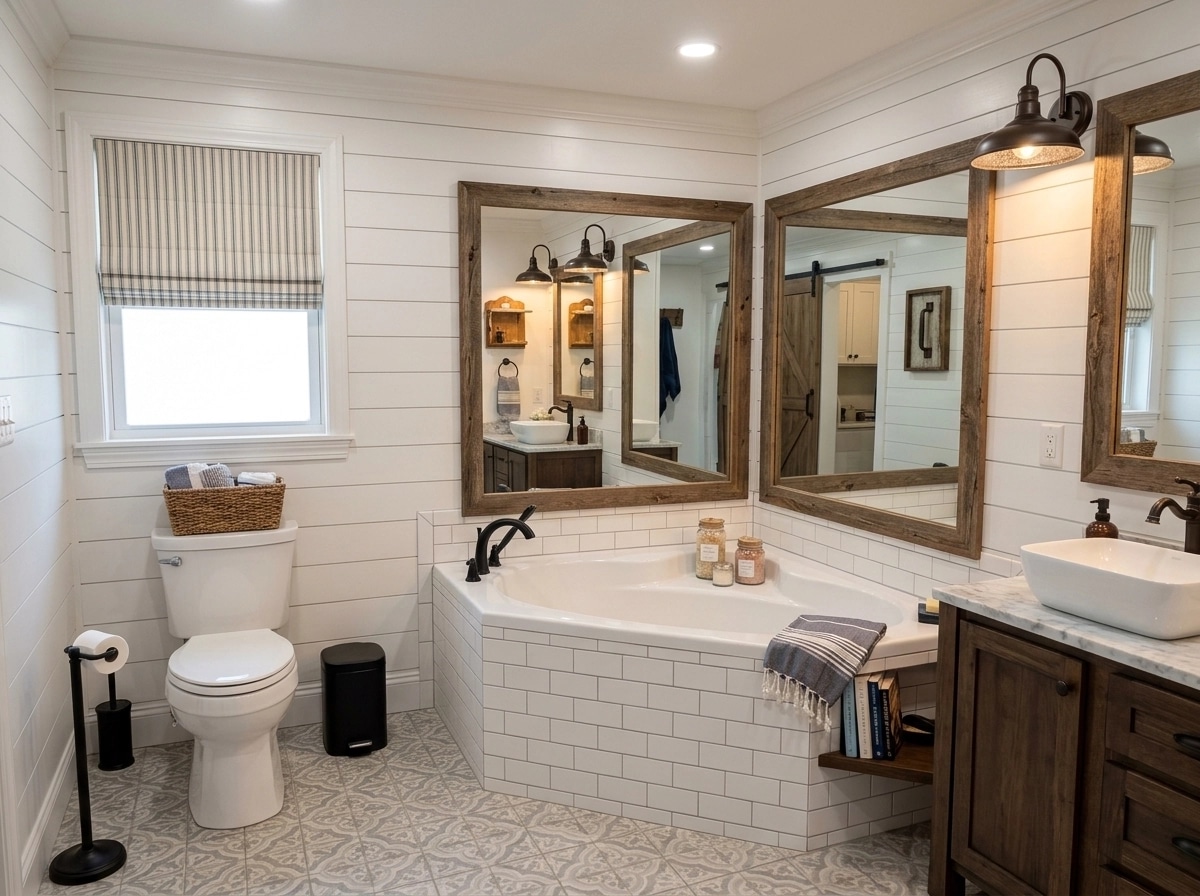 Bathroom interior in Modern Farmhouse style — photo by GenRoom AI