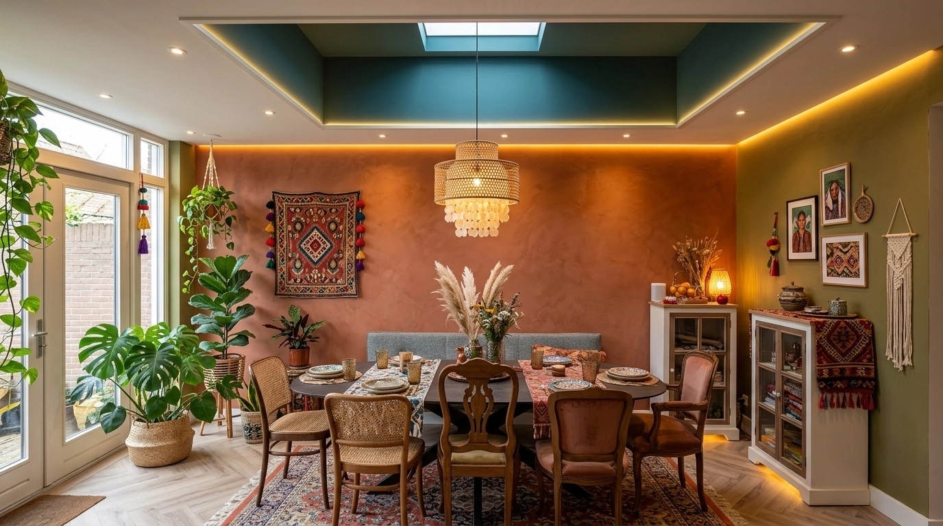 Interior design in Bohemian style — dining_room by GenRoom AI