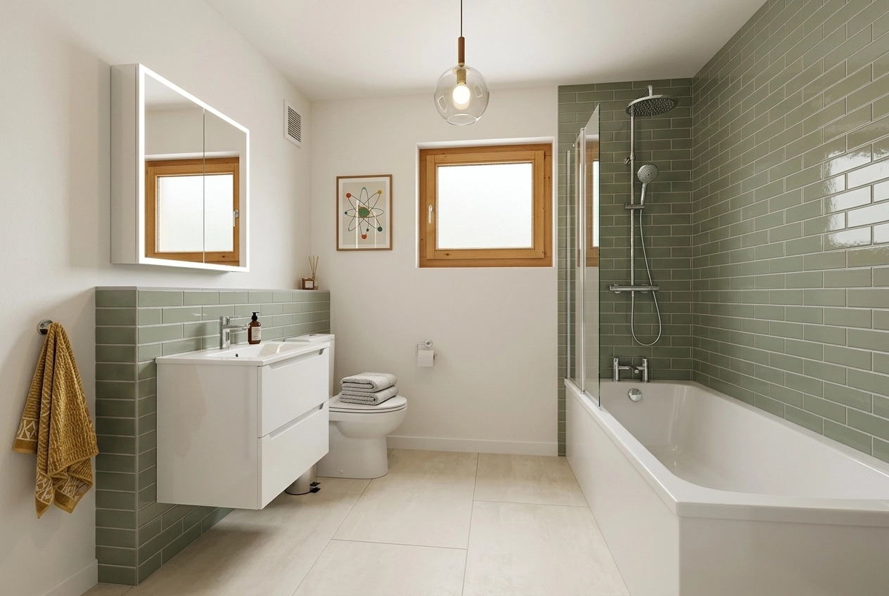 Interior design in Mid-Century Modern style — Bathroom by GenRoom AI