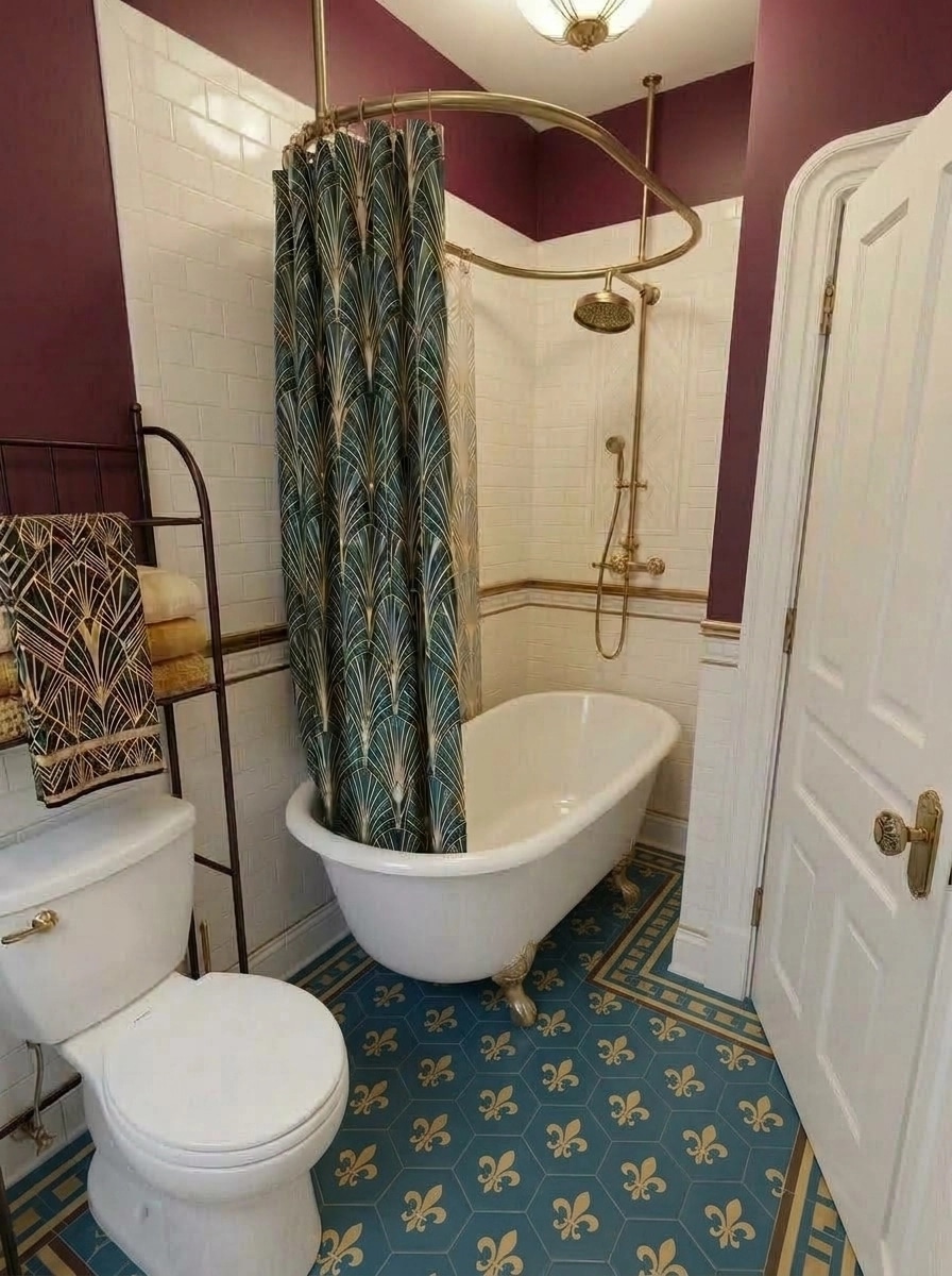 Bathroom interior in Art Deco style — photo by GenRoom AI