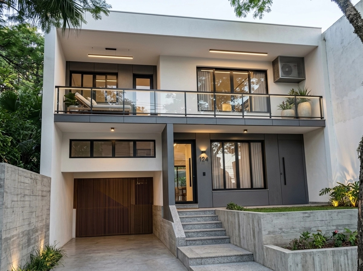 Fasad dizayni — Contemporary Facade uslubi — GenRoom AI tomonidan Fasad