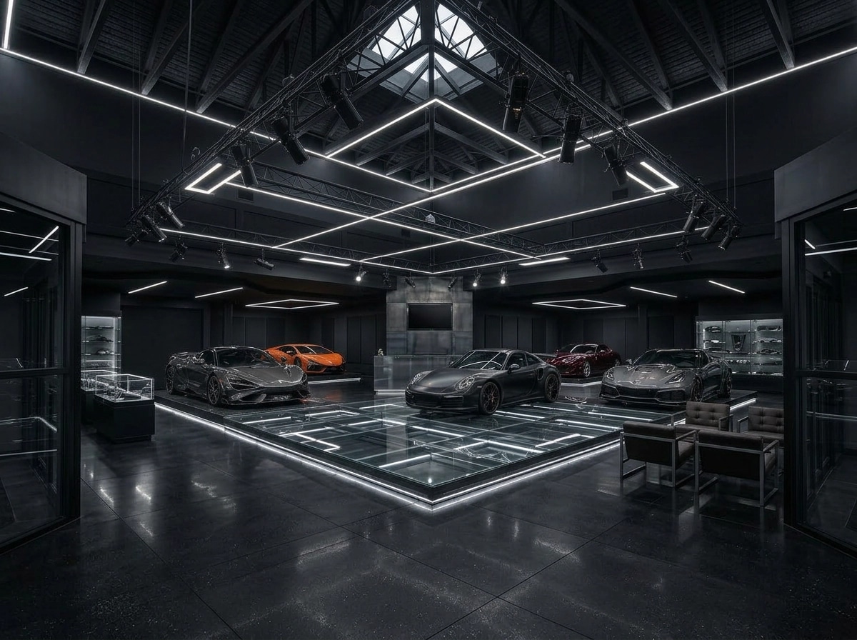 Interior design in Blacktec style — showroom by GenRoom AI