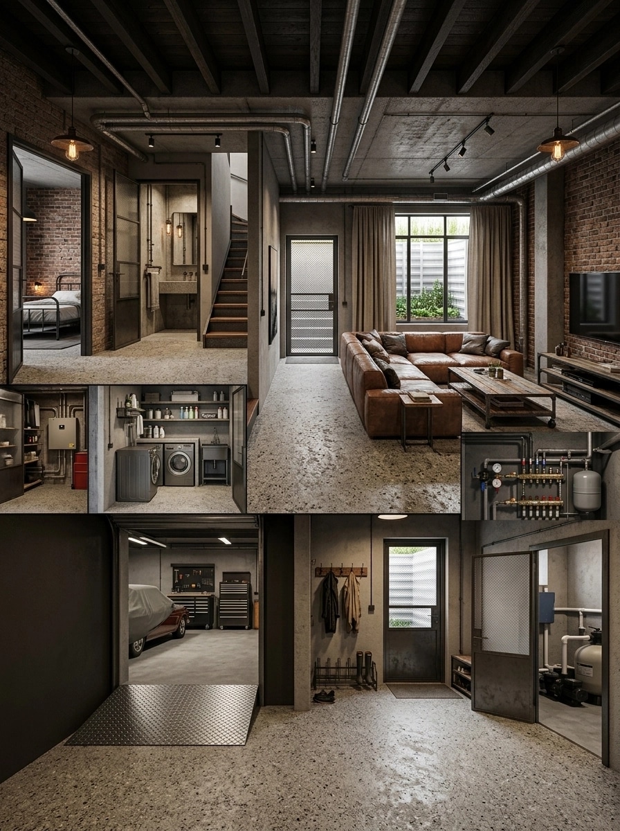Interior design in Loft / Industrial style — basement by GenRoom AI