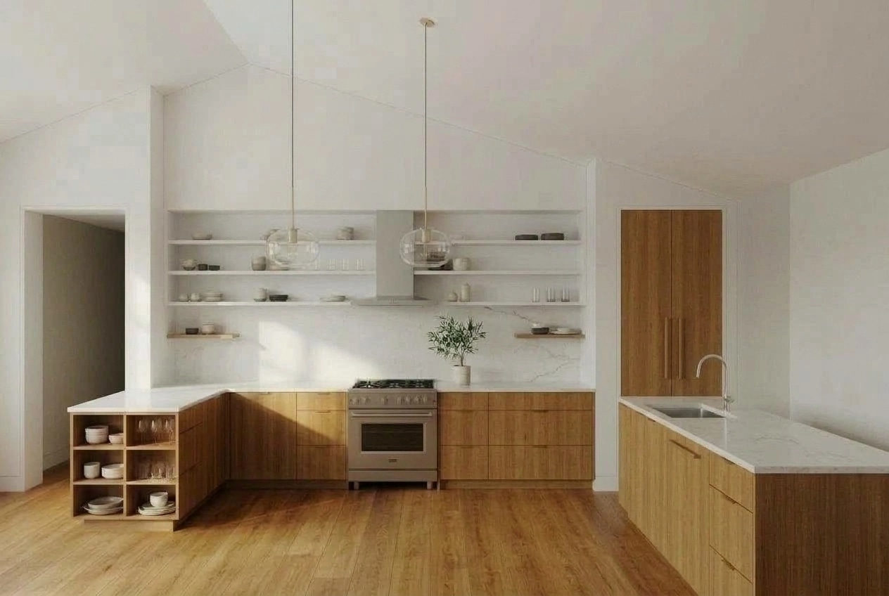 Kitchen interior in Scandinavian style — photo by GenRoom AI