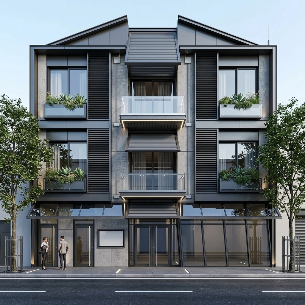 Hi-Tech Facade Facade design — facade photo by GenRoom AI