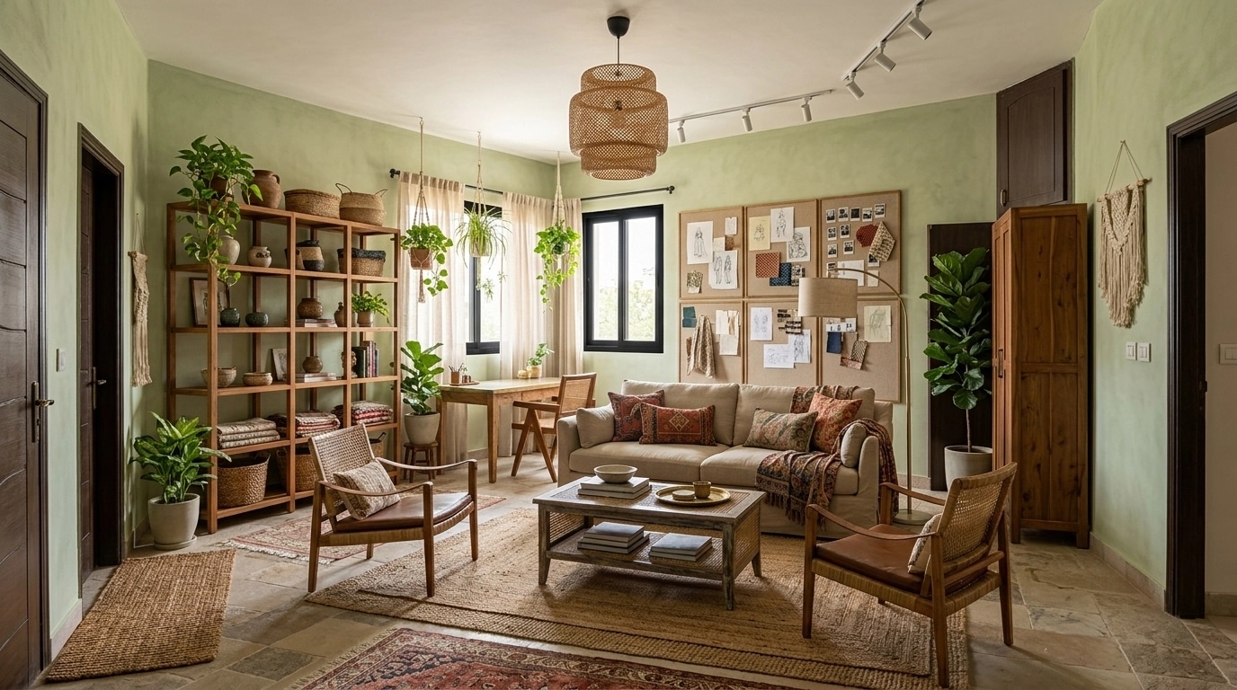 Interior design in Bohemian style — Living Room by GenRoom AI