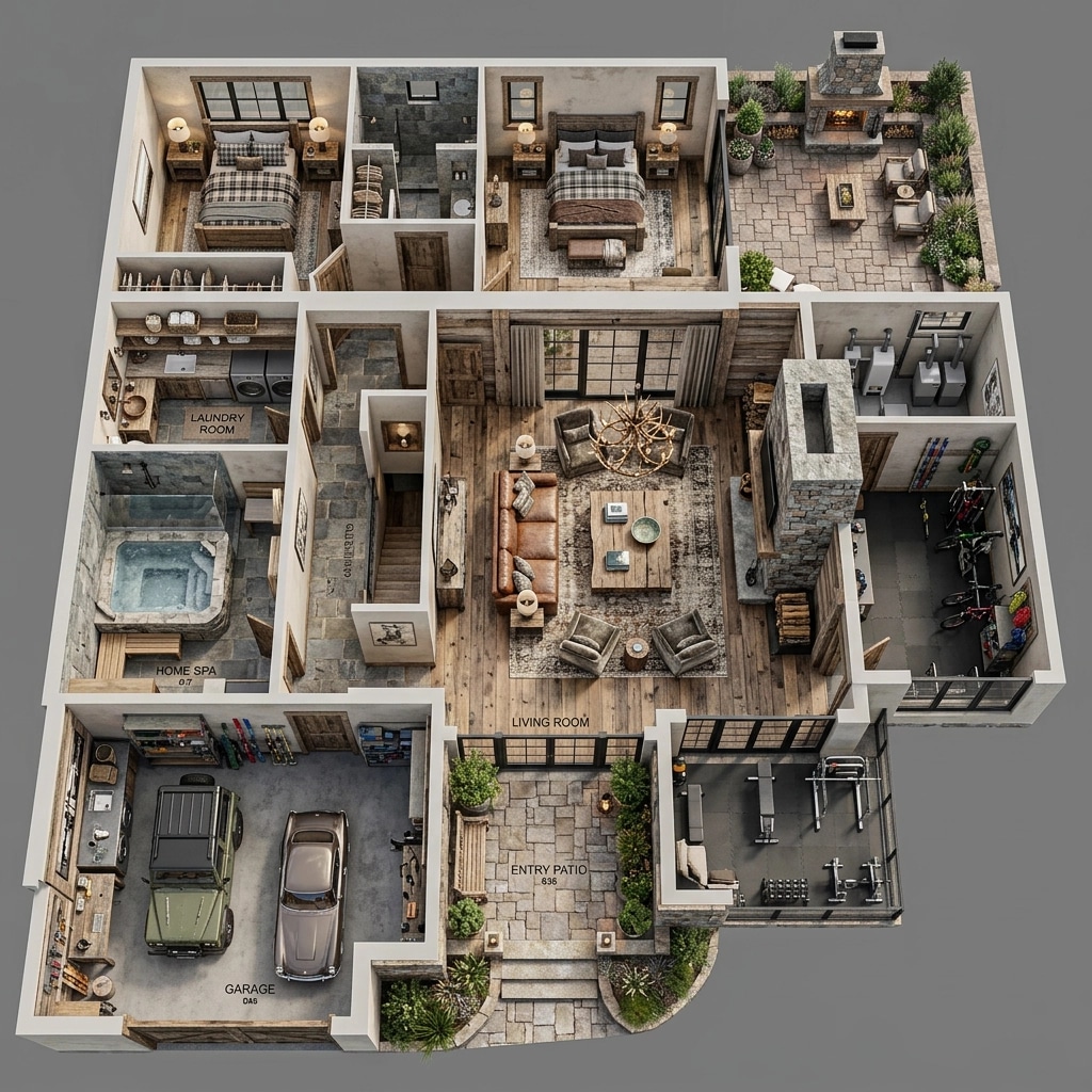 Interior design in Rustic style — Living Room by GenRoom AI