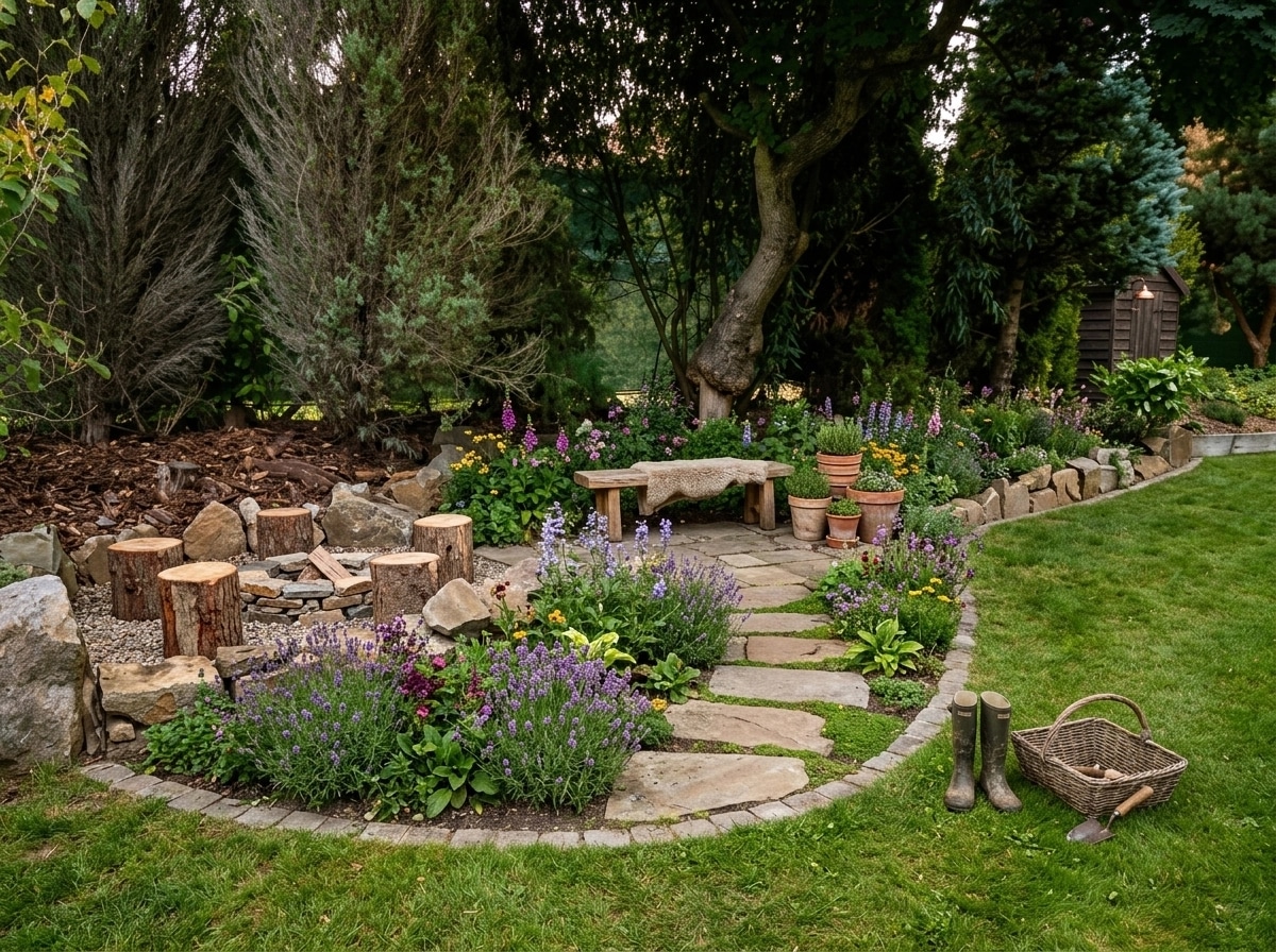 Country Rustic Garden Yard design — yard photo by GenRoom AI