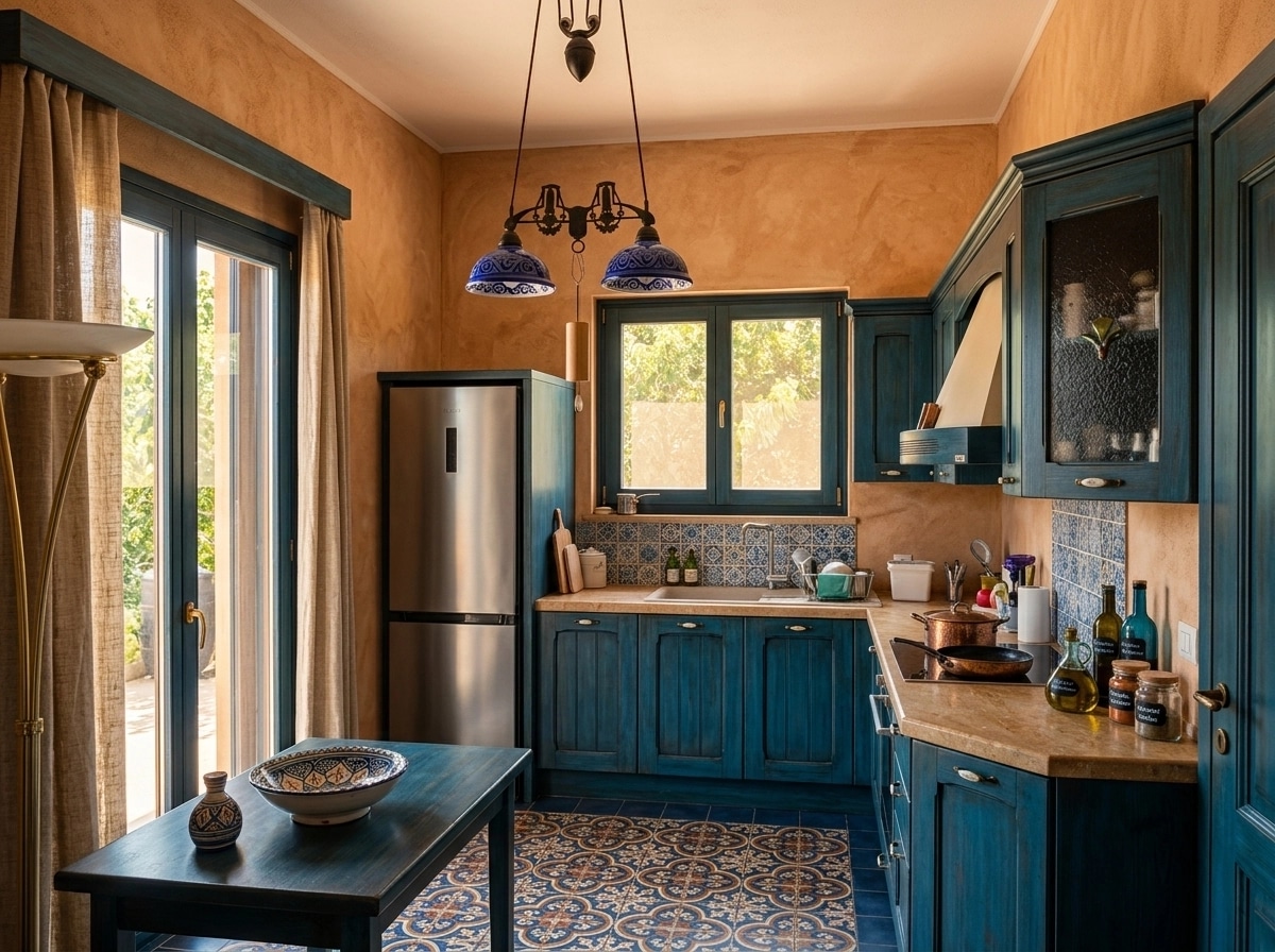 Kitchen interior in Mediterranean style — photo by GenRoom AI