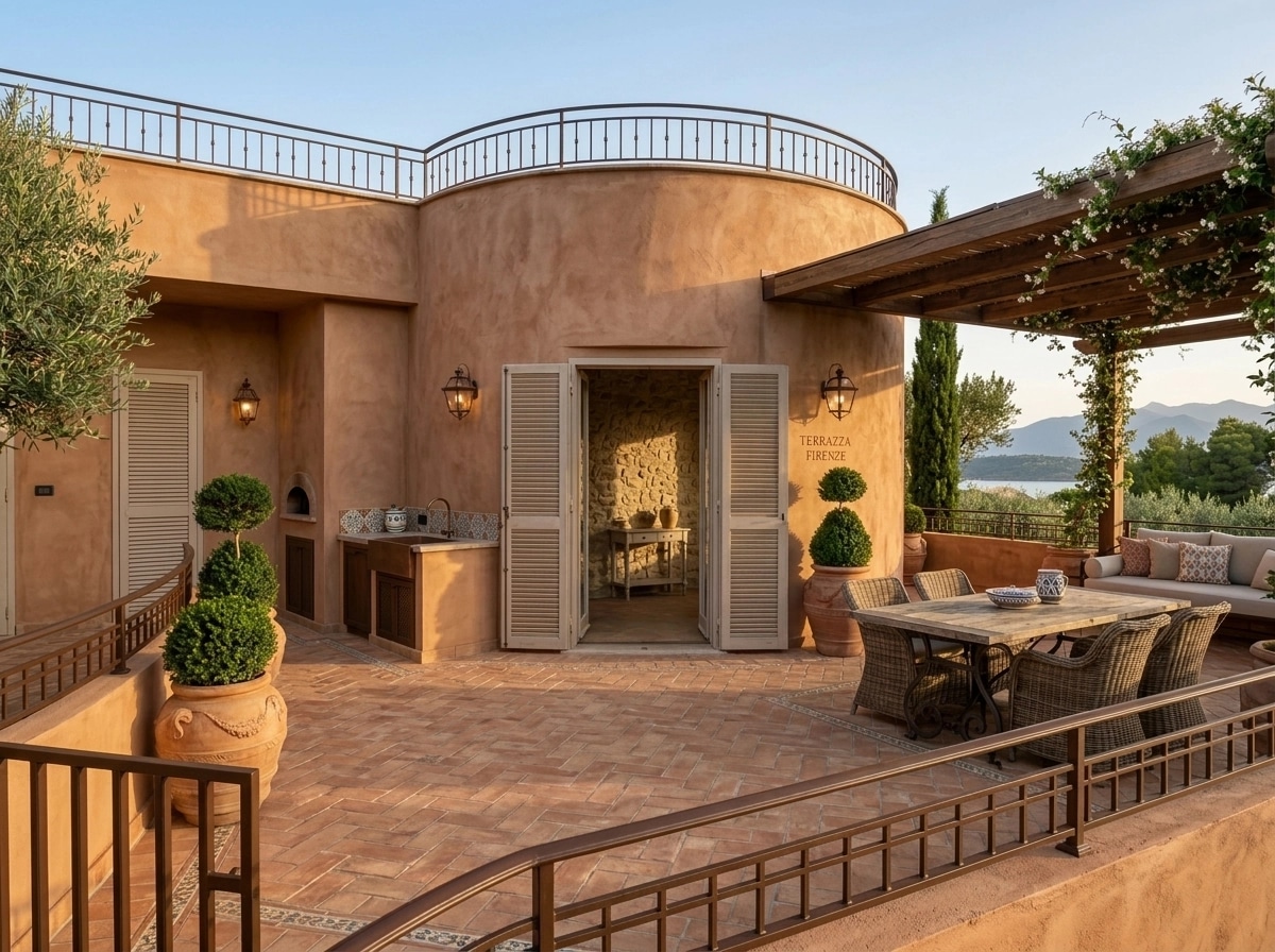 Interior design in Tuscan style — terrace by GenRoom AI