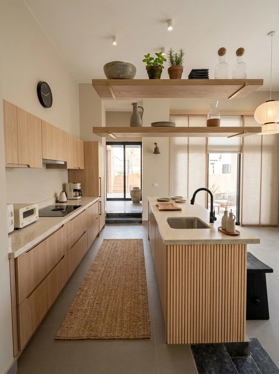 Kitchen interior in Japandi style — photo by GenRoom AI