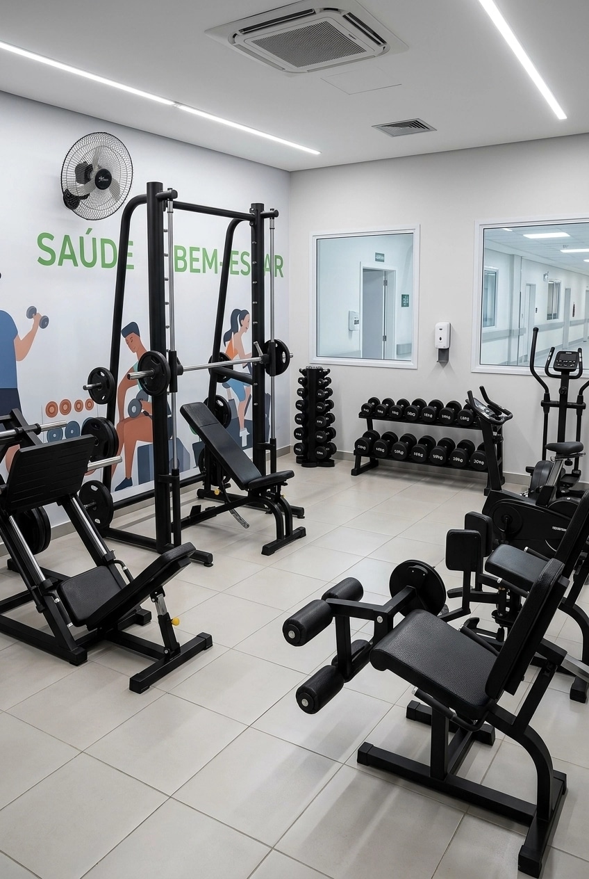 Interior design in Blacktec style — gym by GenRoom AI