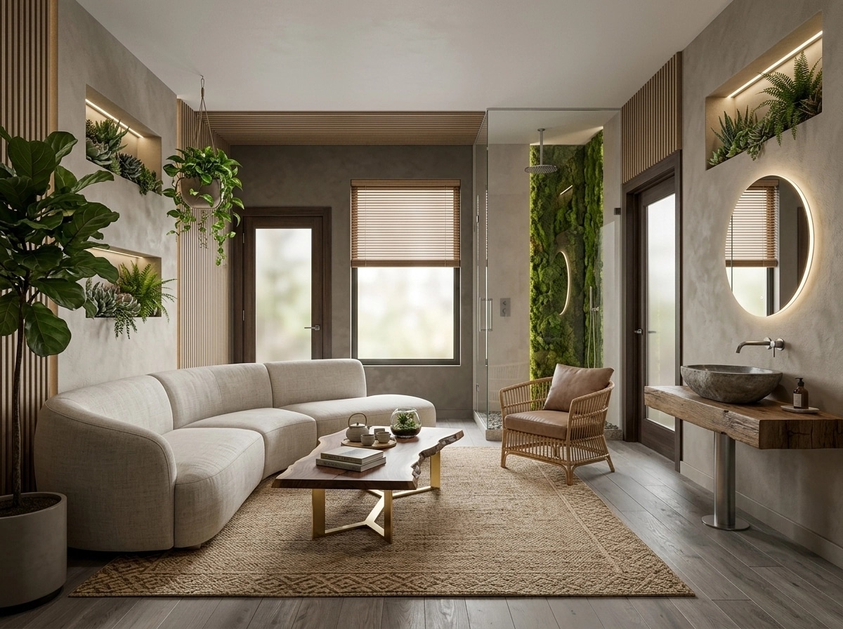 Interior design in Biophilic style — Living Room by GenRoom AI